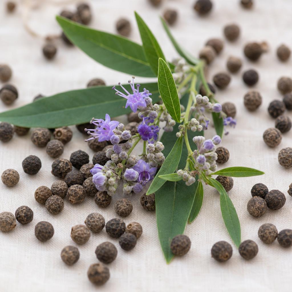 Chasteberry (Vitex) (Vitex agnus-castus), botanical in Orivaine Clarity Cycle Blend